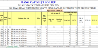 Phần mềm quản lý công trình xây dựng bằng Excel