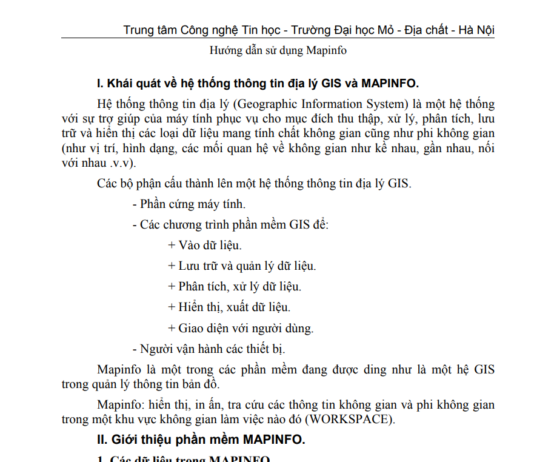 Hướng dẫn cách sử dụng mapinfo