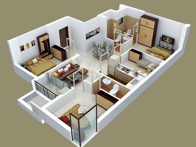 7 Mẫu thiết kế nội thất nhà cấp 4 2 phòng ngủ Đẹp và Hiện đại 2022